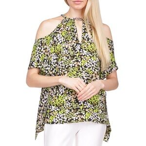 MICHAEL KORS Cold Shoulder Cut Out Chain Detail Neck Top